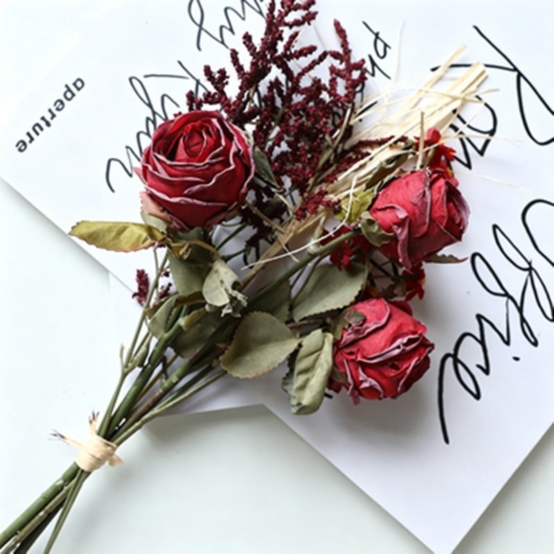 Bouquet de roses et marguerites aux teintes automnales, 36 cm, fleurs artificielles réalistes, décoration intérieure, mariage, événements, style vintage