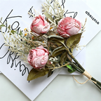 Bouquet de roses et marguerites aux teintes automnales, 36 cm, fleurs artificielles réalistes, décoration intérieure, mariage, événements, style vintage