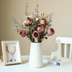 Bouquet de roses et marguerites aux teintes automnales, 36 cm, fleurs artificielles réalistes, décoration intérieure, mariage, événements, style vintage