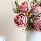 Bouquet de roses et marguerites aux teintes automnales, 36 cm, fleurs artificielles réalistes, décoration intérieure, mariage, événements, style vintage