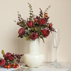 Bouquet de roses et marguerites aux teintes automnales, 36 cm, fleurs artificielles réalistes, décoration intérieure, mariage, événements, style vintage