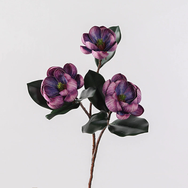 Branche de Magnolia Artificiel 70 cm, Fleur Touche Réelle, Décoration d'Intérieur Élégance Rétro, Bouquet Mariage Champêtre, Composition Florale