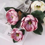 Branche de Magnolia Artificiel 70 cm, Fleur Touche Réelle, Décoration d'Intérieur Élégance Rétro, Bouquet Mariage Champêtre, Composition Florale