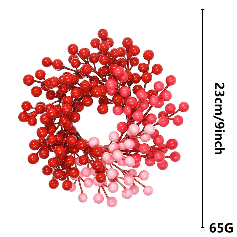 Couronne de Noël Artificielle avec Baies Rouges, Décoration de Porte Élégante, Style Rustique Campagne Chic, pour Fêtes, Mariage et Maison