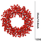 Couronne de Noël Artificielle avec Baies Rouges, Décoration de Porte Élégante, Style Rustique Campagne Chic, pour Fêtes, Mariage et Maison