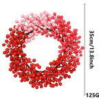 Couronne de Noël Artificielle avec Baies Rouges, Décoration de Porte Élégante, Style Rustique Campagne Chic, pour Fêtes, Mariage et Maison