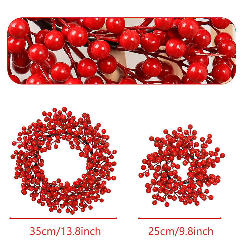 Couronne de Noël Artificielle avec Baies Rouges, Décoration de Porte Élégante, Style Rustique Campagne Chic, pour Fêtes, Mariage et Maison