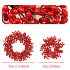 Couronne de Noël Artificielle avec Baies Rouges, Décoration de Porte Élégante, Style Rustique Campagne Chic, pour Fêtes, Mariage et Maison