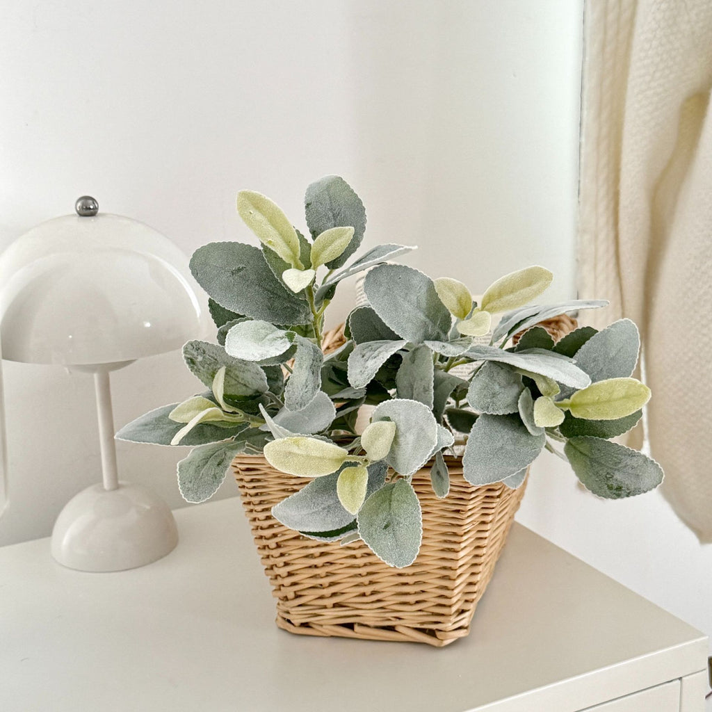 Oreille d'Ours Artificielle (Stachys), 37 cm, Tige Floquée au Réalisme Saisissant, Vert Poudré, pour Déco Champêtre, Mariage, Maison