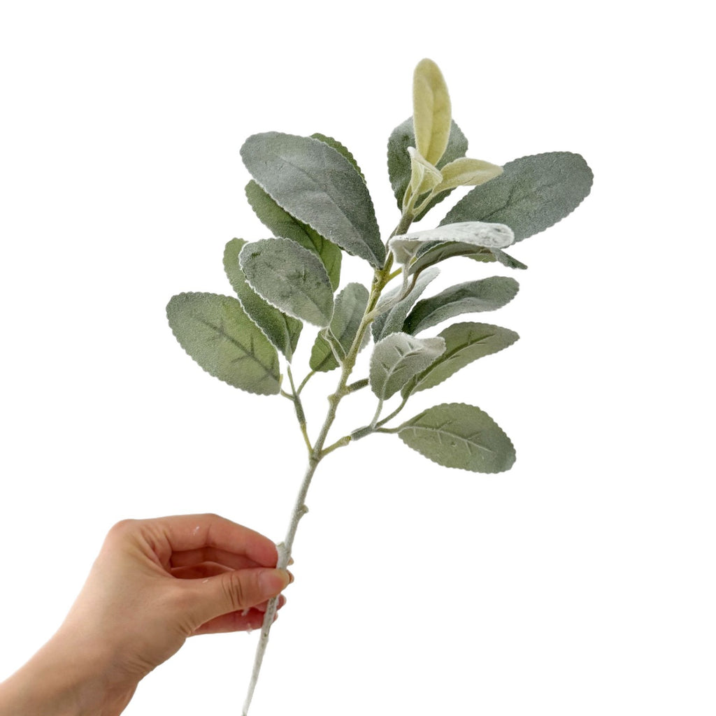 Oreille d'Ours Artificielle (Stachys), 37 cm, Tige Floquée au Réalisme Saisissant, Vert Poudré, pour Déco Champêtre, Mariage, Maison