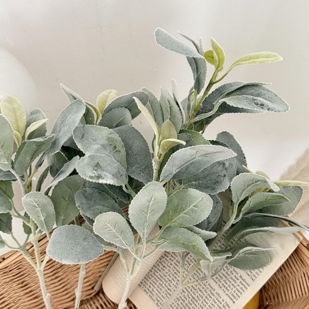 Oreille d'Ours Artificielle (Stachys), 37 cm, Tige Floquée au Réalisme Saisissant, Vert Poudré, pour Déco Champêtre, Mariage, Maison