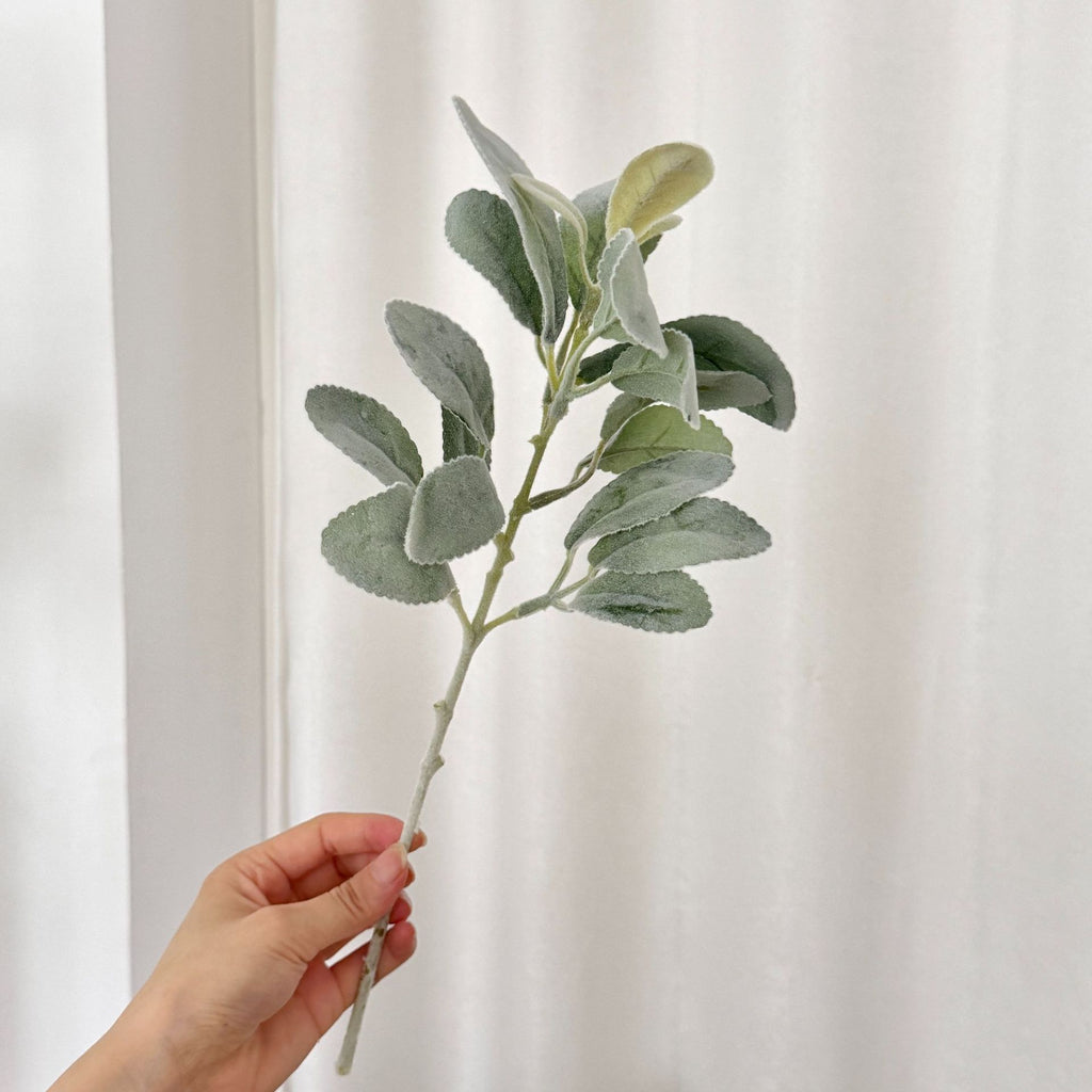 Oreille d'Ours Artificielle (Stachys), 37 cm, Tige Floquée au Réalisme Saisissant, Vert Poudré, pour Déco Champêtre, Mariage, Maison