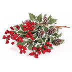 Lot de 2 Bouquets Artificiels Baies Rouges et Pommes de Pin, 41 cm, Feuillage Givré, Décoration de Noël, Ambiance Champêtre pour Maison, Mariage, Fêtes
