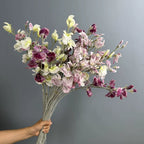 Fleurs Artificielles Pois de Senteur, Grande Tige 63 cm, Toucher Réel, Bouquet Décoratif pour Vase, Maison, Mariage Champêtre, Ambiance Rétro