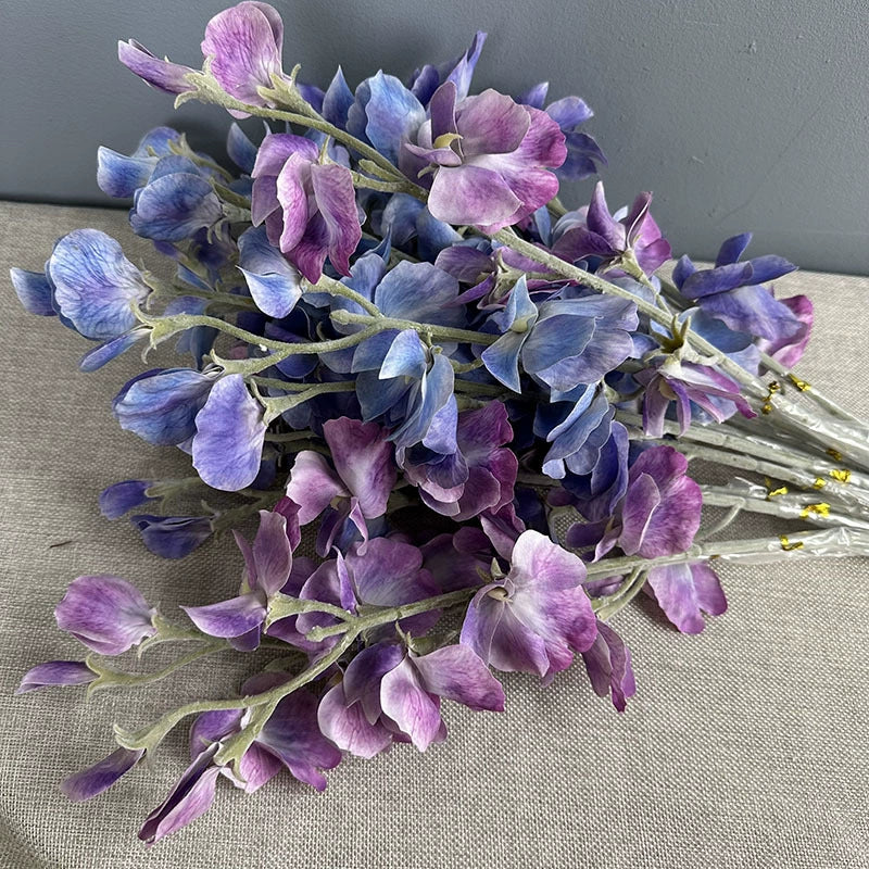 Fleurs Artificielles Pois de Senteur, Grande Tige 63 cm, Toucher Réel, Bouquet Décoratif pour Vase, Maison, Mariage Champêtre, Ambiance Rétro