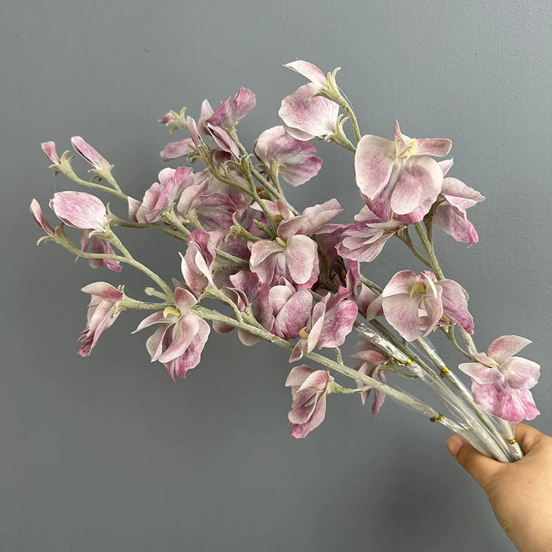 Fleurs Artificielles Pois de Senteur, Grande Tige 63 cm, Toucher Réel, Bouquet Décoratif pour Vase, Maison, Mariage Champêtre, Ambiance Rétro