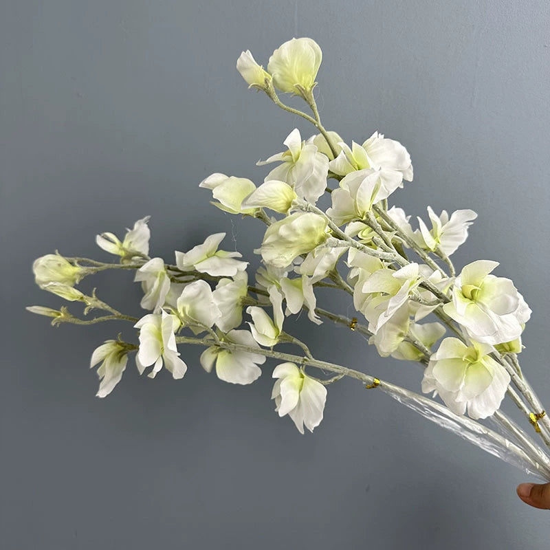 Fleurs Artificielles Pois de Senteur, Grande Tige 63 cm, Toucher Réel, Bouquet Décoratif pour Vase, Maison, Mariage Champêtre, Ambiance Rétro