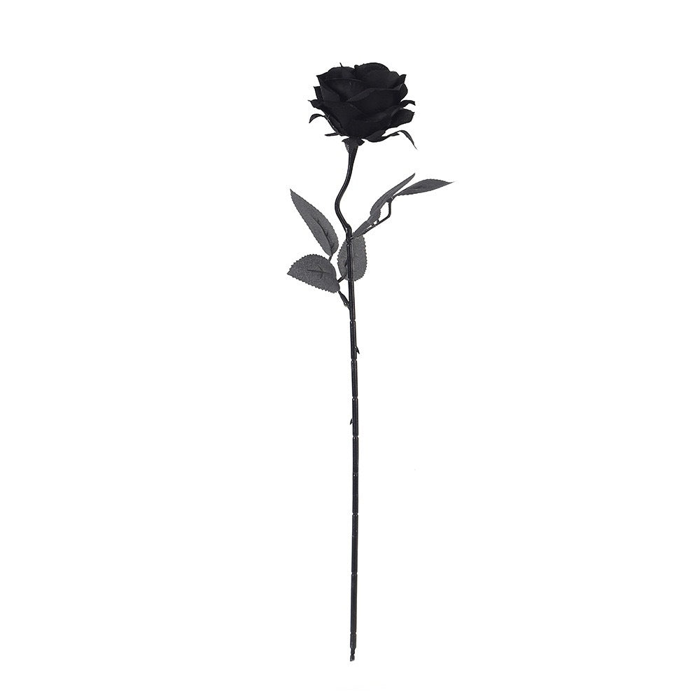 Rose Noire Artificielle Grande Tige 50cm, Fleur Gothique Ultra-Réaliste, Décoration Mariage Bohème Sombre, Maison, Fête, Qualité Premium