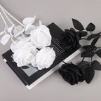 Rose Noire Artificielle Grande Tige 50cm, Fleur Gothique Ultra-Réaliste, Décoration Mariage Bohème Sombre, Maison, Fête, Qualité Premium