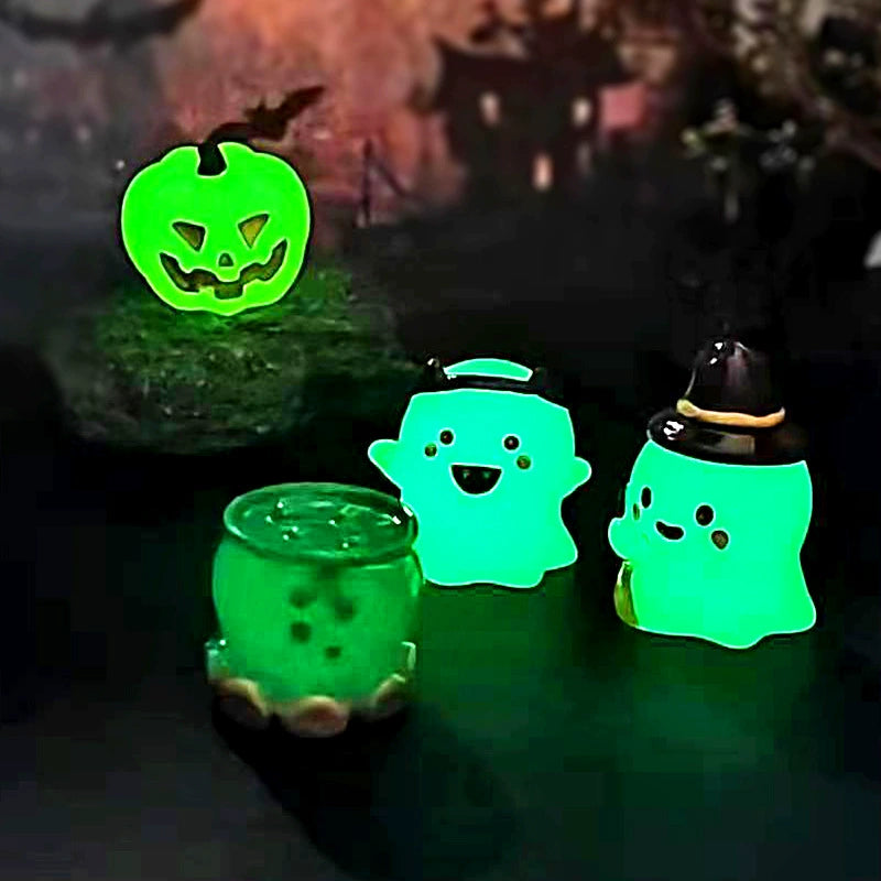 Figurines Halloween Phosphorescentes, Fantômes & Citrouilles en Résine, Décoration Poétique pour Micro-Paysage, Jardin de Fées, Bricolage DIY