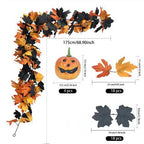 Décoration d'Halloween en Vigne Artificielle, 200 cm, Feuilles d'Erable et Citrouilles, Parfait pour Mariages, Intérieur et Extérieur, Événements Festifs