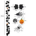 Décoration d'Halloween en Vigne Artificielle, 200 cm, Feuilles d'Erable et Citrouilles, Parfait pour Mariages, Intérieur et Extérieur, Événements Festifs