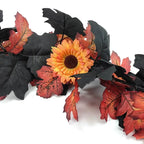 Décoration d'Halloween en Vigne Artificielle, 200 cm, Feuilles d'Erable et Citrouilles, Parfait pour Mariages, Intérieur et Extérieur, Événements Festifs