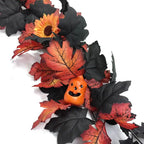 Décoration d'Halloween en Vigne Artificielle, 200 cm, Feuilles d'Erable et Citrouilles, Parfait pour Mariages, Intérieur et Extérieur, Événements Festifs
