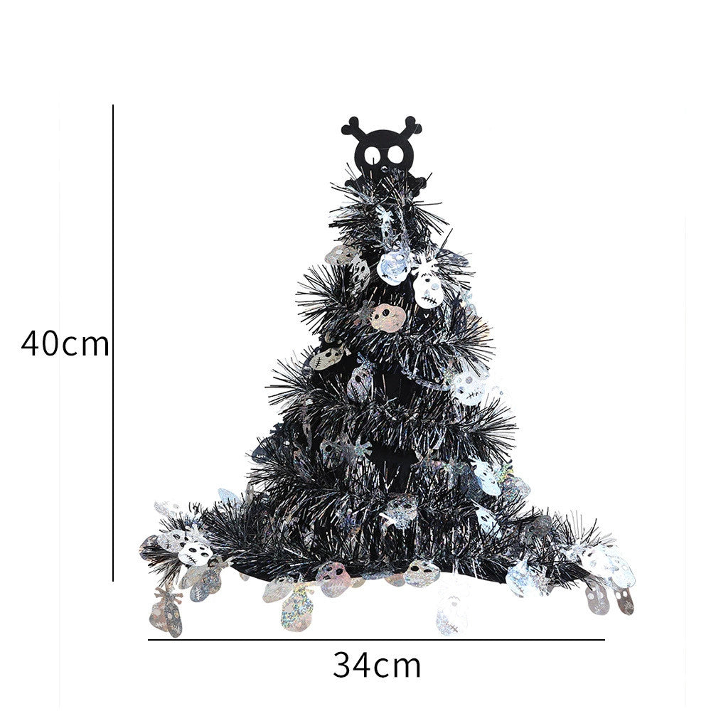 Chapeau de Sorcière Halloween Décoration, Suspension Scintillante 40cm, Argenté ou Orange, Déco Festive pour Porte, Jardin, Événements à Thème