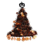 Chapeau de Sorcière Halloween Décoration, Suspension Scintillante 40cm, Argenté ou Orange, Déco Festive pour Porte, Jardin, Événements à Thème