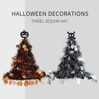 Chapeau de Sorcière Halloween Décoration, Suspension Scintillante 40cm, Argenté ou Orange, Déco Festive pour Porte, Jardin, Événements à Thème