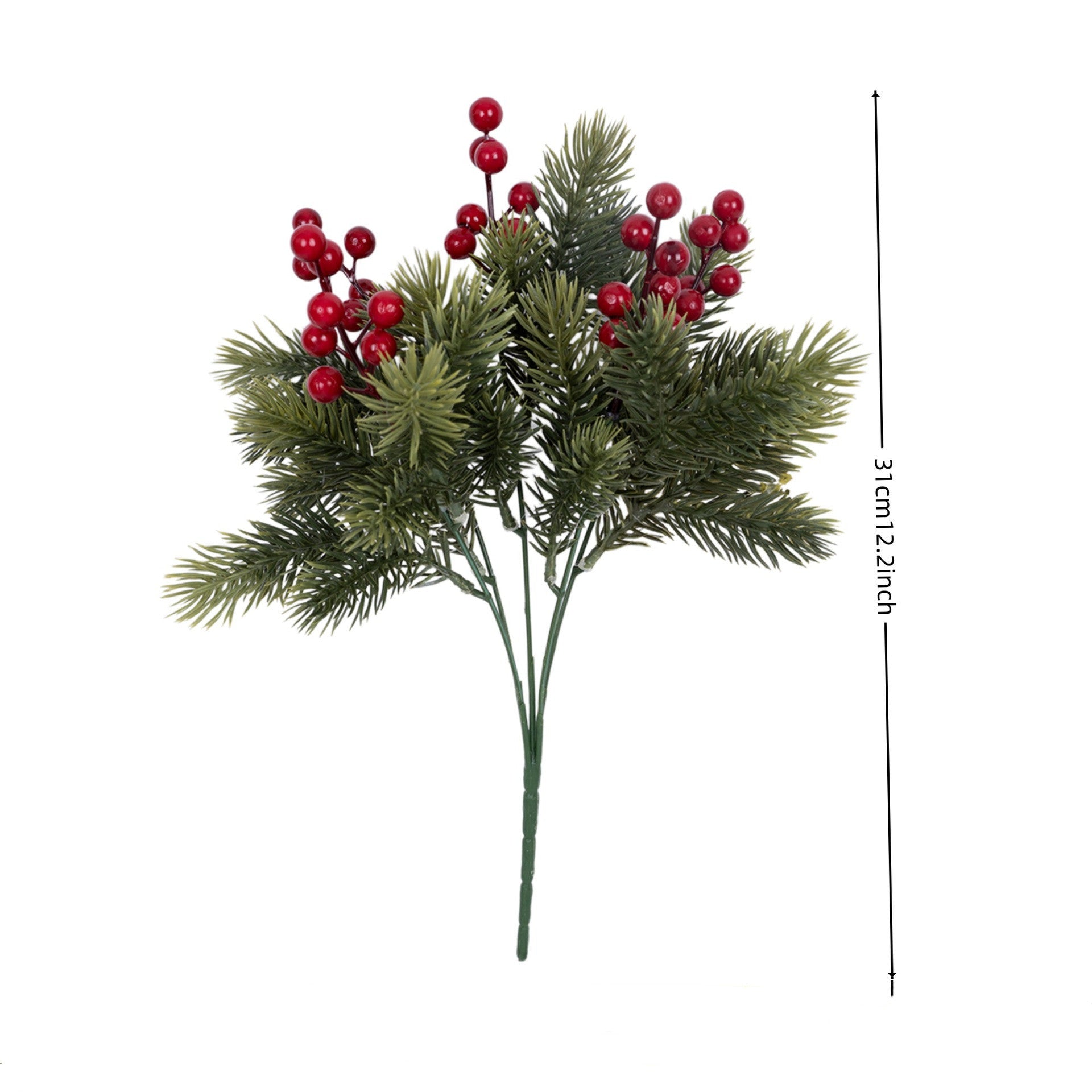 Lot de 2 Branches de Baies Artificielles Rouges, 31/36cm, Aspect Naturel, Décoration Noël, Mariage Champêtre, Composition Florale