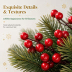 Lot de 2 Branches de Baies Artificielles Rouges, 31/36cm, Aspect Naturel, Décoration Noël, Mariage Champêtre, Composition Florale