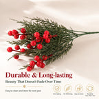 Lot de 2 Branches de Baies Artificielles Rouges, 31/36cm, Aspect Naturel, Décoration Noël, Mariage Champêtre, Composition Florale