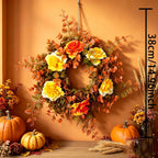 Couronne de Roses et Eucalyptus, 30 cm, Décoration Murale Élégante, Ambiance Automnale, Idéale pour Mariages, Événements, et Décor de Maison