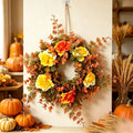 Couronne de Roses et Eucalyptus, 30 cm, Décoration Murale Élégante, Ambiance Automnale, Idéale pour Mariages, Événements, et Décor de Maison