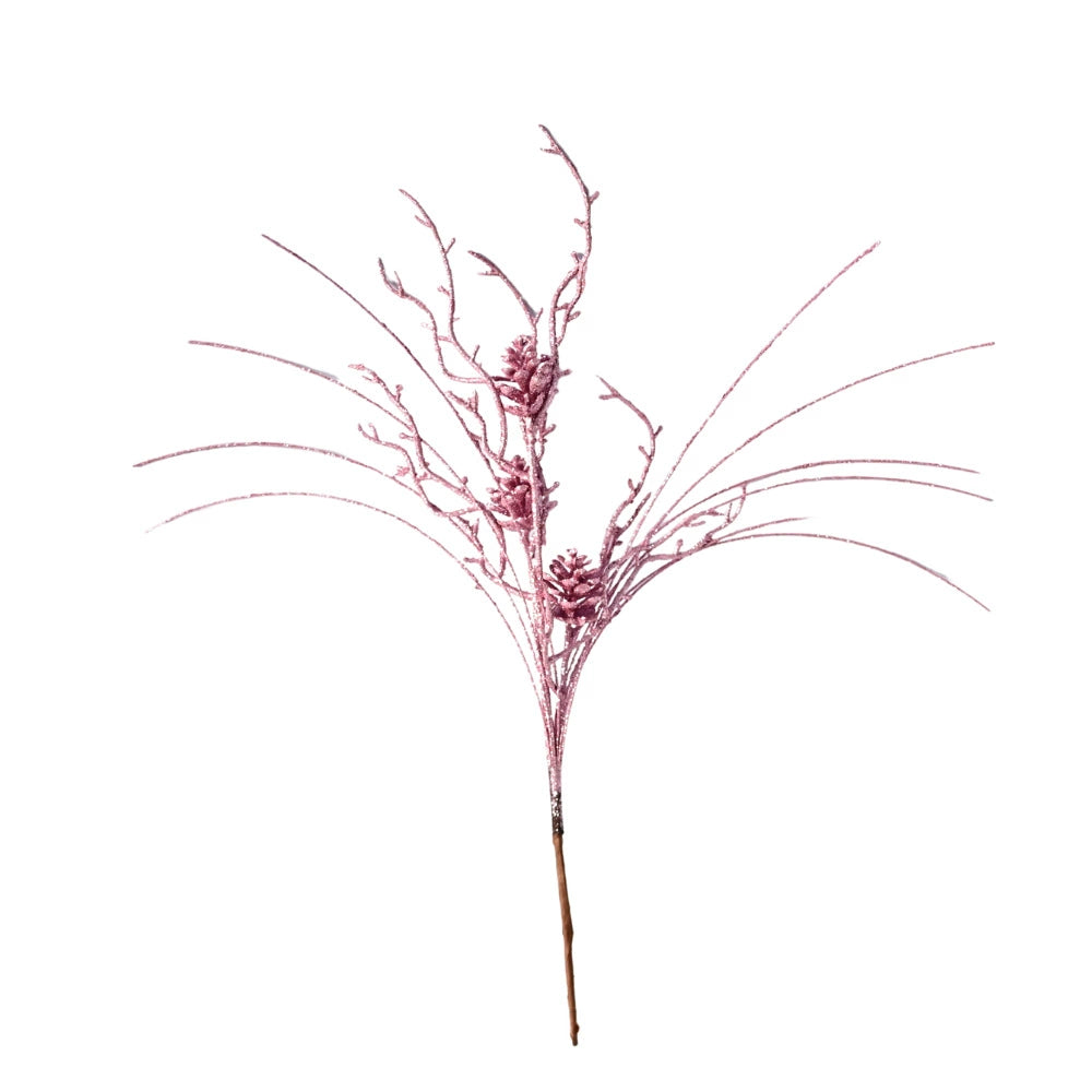 Bouquet de Noël 10 branches avec cônes de pin, décorations scintillantes or et argent, 50 cm, parfait pour mariage, décoration intérieure, Noël, événements