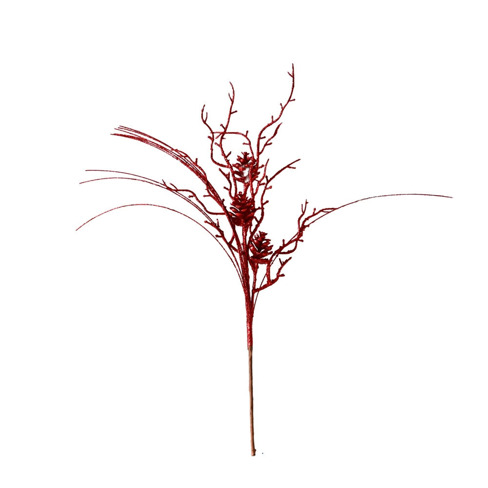 Bouquet de Noël 10 branches avec cônes de pin, décorations scintillantes or et argent, 50 cm, parfait pour mariage, décoration intérieure, Noël, événements