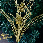 Bouquet de Noël 10 branches avec cônes de pin, décorations scintillantes or et argent, 50 cm, parfait pour mariage, décoration intérieure, Noël, événements