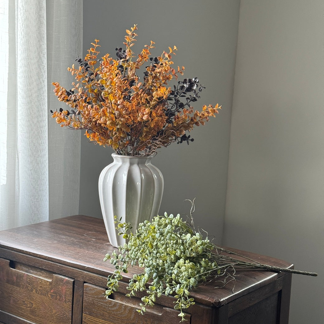 Branche d'Eucalyptus Artificiel Neigeux Vintage, 60 cm, Feuillage Ultra-Réaliste pour Bouquet, Décoration Bohème, Mariage Champêtre
