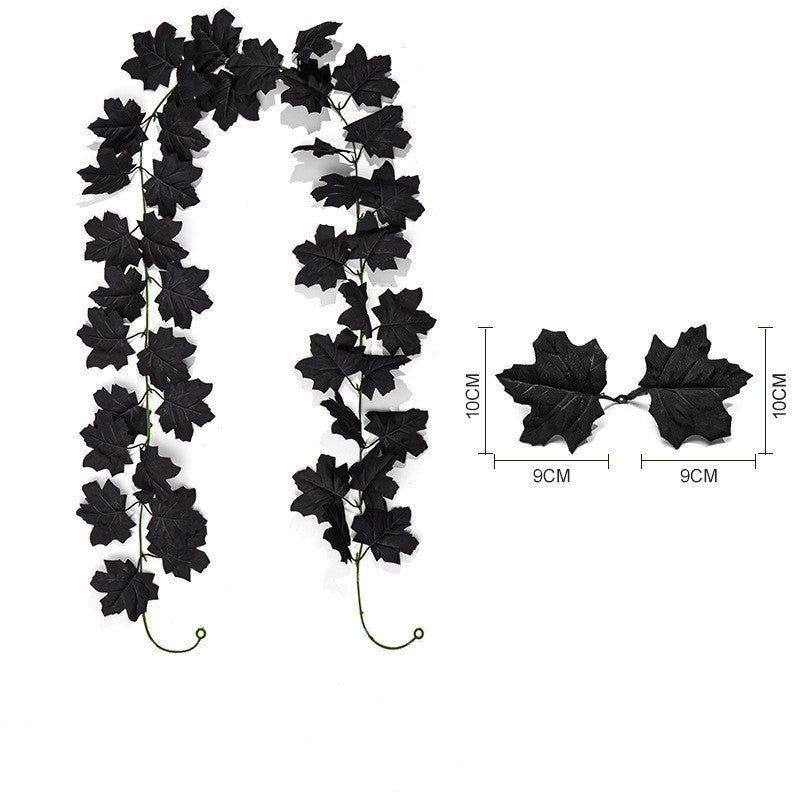 Vigne de Feuilles d'Érable Noires 100-200 cm, Décorations Murales en Faux, Idéal pour Mariages, Décor de Maison, Terrasses, et Fêtes