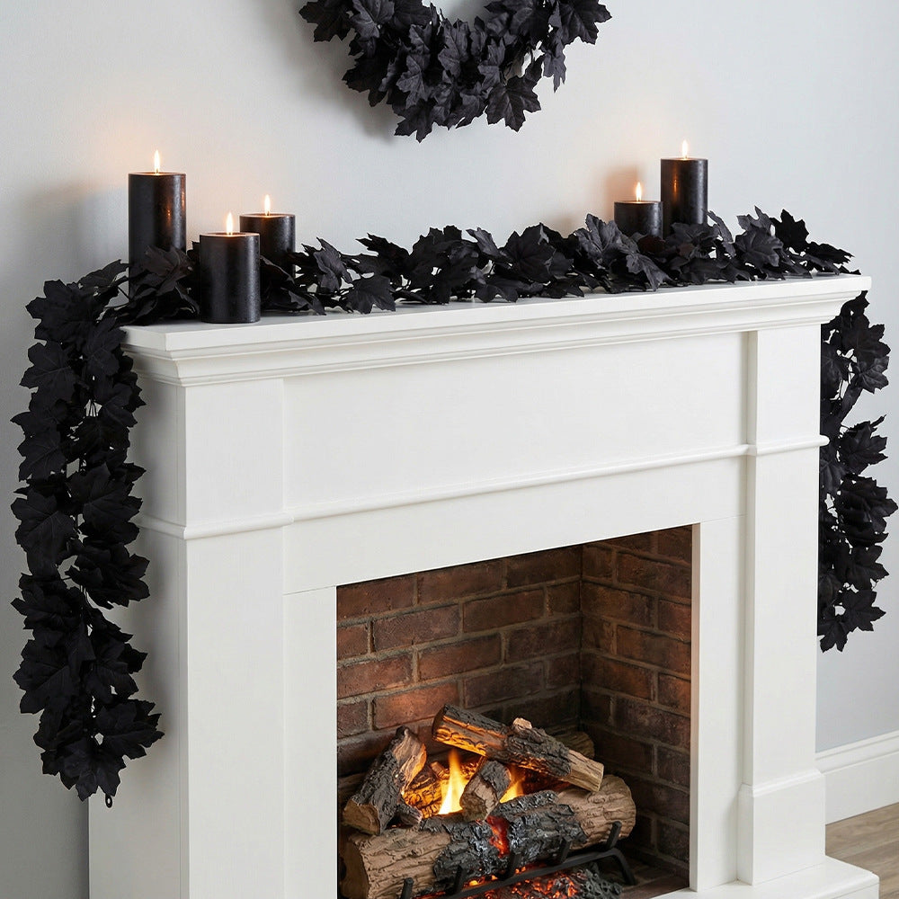 Vigne de Feuilles d'Érable Noires 100-200 cm, Décorations Murales en Faux, Idéal pour Mariages, Décor de Maison, Terrasses, et Fêtes