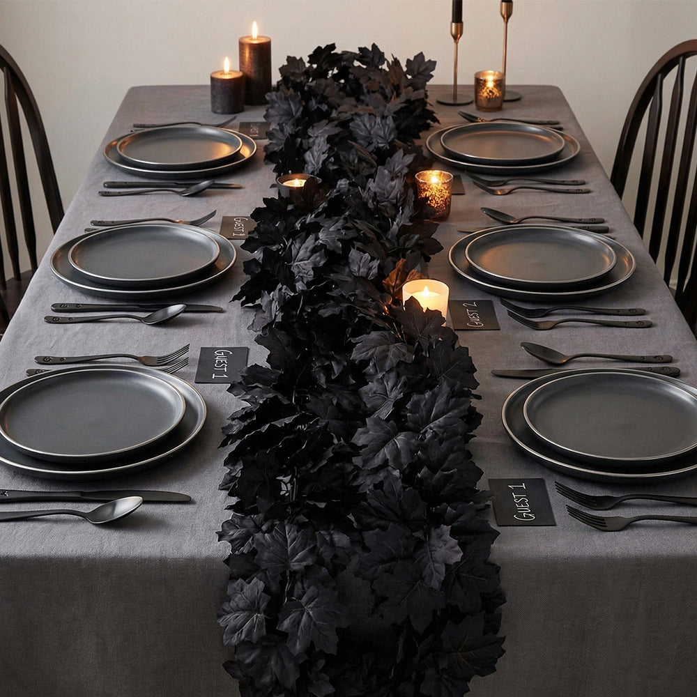 Vigne de Feuilles d'Érable Noires 100-200 cm, Décorations Murales en Faux, Idéal pour Mariages, Décor de Maison, Terrasses, et Fêtes