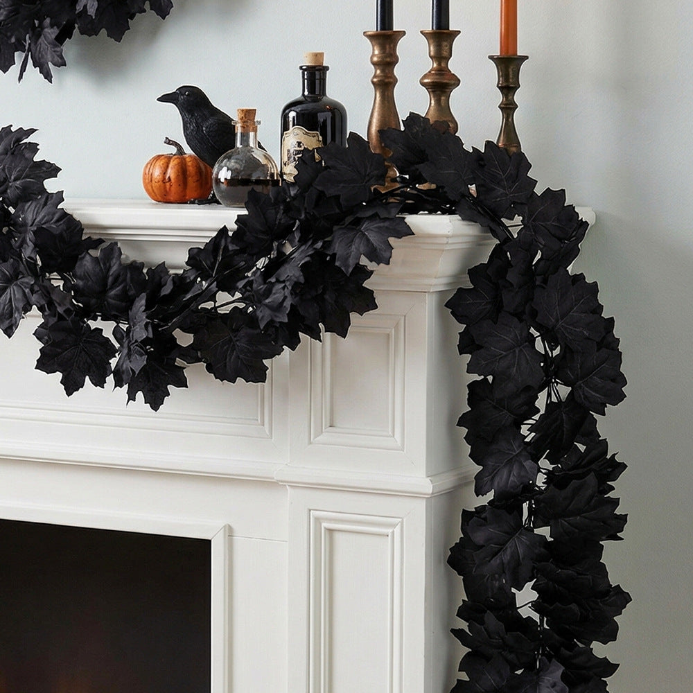 Vigne de Feuilles d'Érable Noires 100-200 cm, Décorations Murales en Faux, Idéal pour Mariages, Décor de Maison, Terrasses, et Fêtes