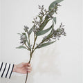 Eucalyptus artificiel 76 cm, décor haut de gamme, bleu, violet, jaune, rouge, idéal pour vase, décoration intérieure, mariage, ambiance champêtre