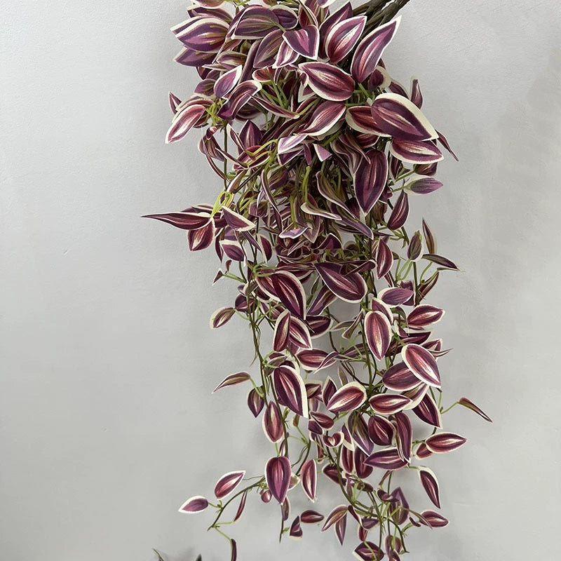 Plante Artificielle Retombante 75 cm, Guirlande Feuillage Misère Violette, Fausse Plante Suspendue Réaliste, Déco Murale Bohème, Intérieur, Mariage