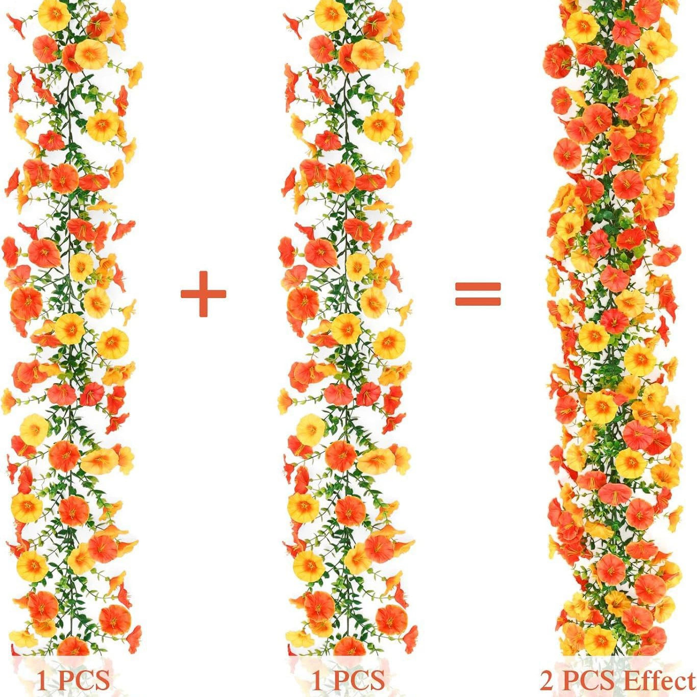 Lot de 2 Vignes de Liseron Artificielles, Guirlande Eucalyptus 180 cm, Lierre Fleuri Réaliste pour Décoration Murale, Mariage Champêtre, Balcon