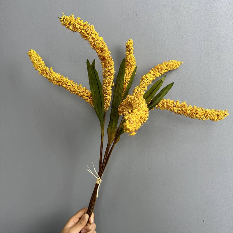 Faux Épis de Blé Naturels 53 cm, Décoration Élégante en Orange, Vert, Jaune, Idéal pour Mariages, Intérieurs et Espaces Extérieurs