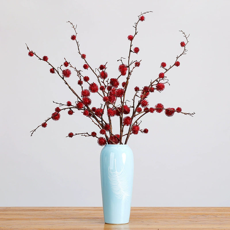 Branche de Ricin Artificielle 100cm, Grande Tige Décorative Aspect Naturel, Fausse Plante Champêtre pour Vase, Décor Maison, Mariage Bohème