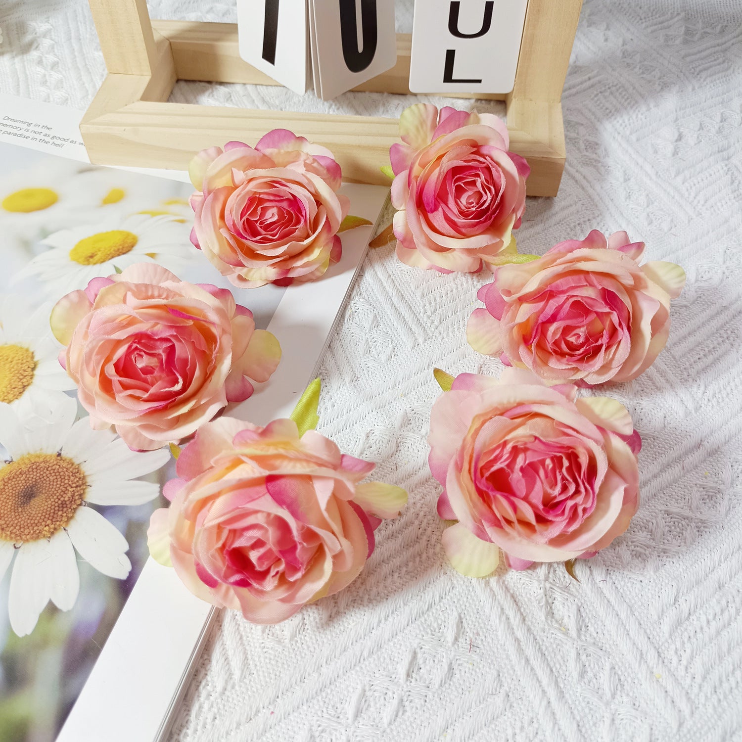Têtes de Roses Artificielles 5cm, Lot de 5, Style Rétro Français, Réalisme Saisissant pour Mariage, DIY, Corsage, Décoration Champêtre